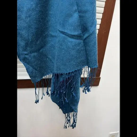 Womens Winter Pashmina Long Velvet Silk Tassel Velour Scarf Shawl Wrap 33in X60 - Picture 2 of 6